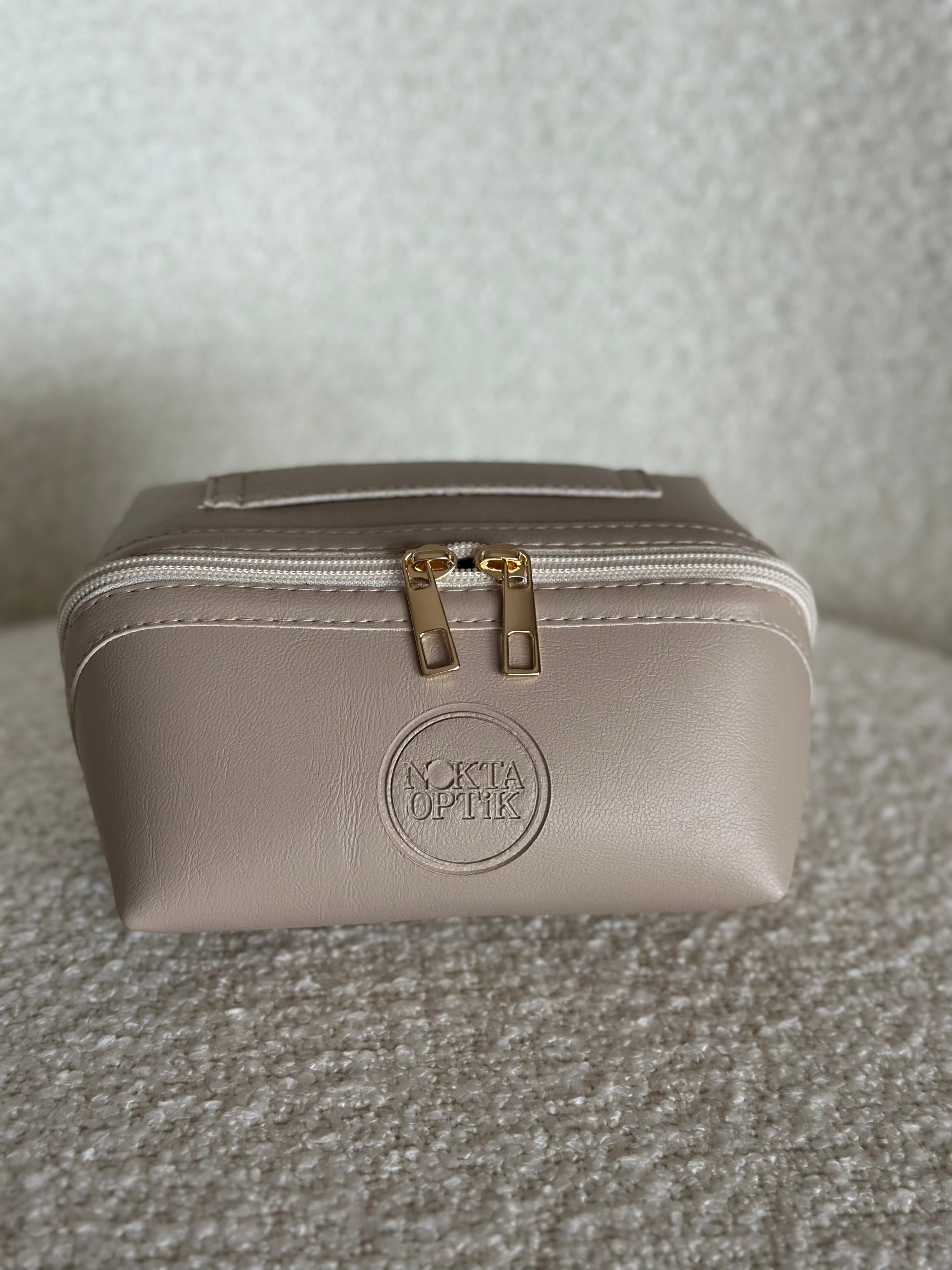 Leather Multi Glasses and Travel Bag | Beige
